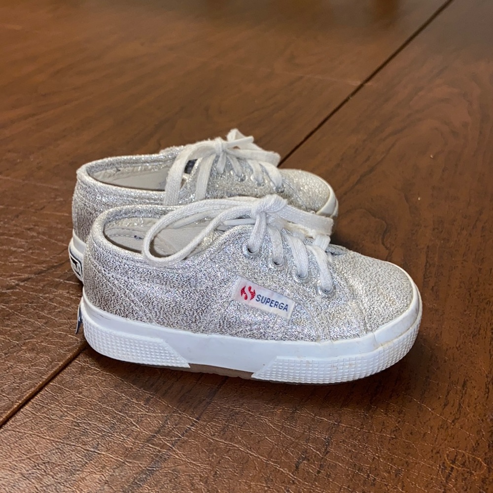 Gently worn silver superga girls sneakers size 22